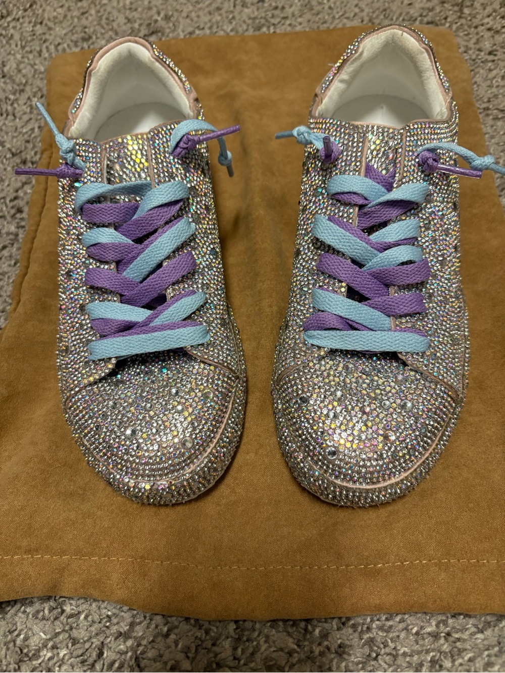 Matisse Iridescent Crystal Sneakers with Purple and Light Blue Laces - Picture 2 of 5